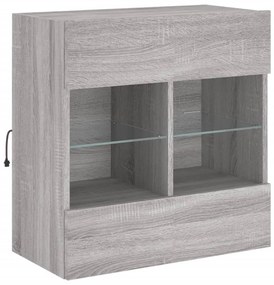 Móvel de parede p/ TV c/ luzes LED 58,5x30x60,5 cm cinza sonoma