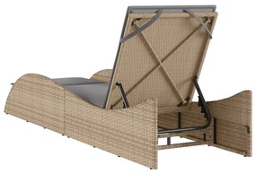 Espreguiçadeira com almofadão 60x205x73 cm vime PE bege