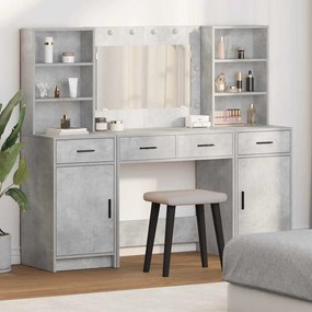 Conjunto de 3 Peças de Mesa de Maquiagem VidaXL em Madeira Ingenerada Cinza Concreto