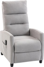 Poltrona de Massagem Reclinável com Apoio de Pés 2 Zonas de Massagem Encosto Alto Bolsos Estofada em Chenille Cinzento