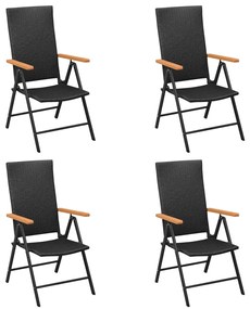 5 pcs conjunto de jantar p/ jardim vime PE preto e castanho