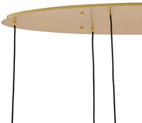 Candeeiro suspenso Hotel Chic latão com vidro branco retangular 6-luzes - Misty Chique de hotel