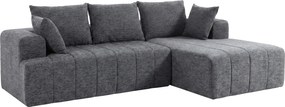 HOMCOM Sofá de 3 lugares em L com otomana, sofá-cama Chenille-Cloud conversível com estofamento de molas, Cinza | Aosom Portugal