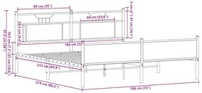 Estrutura cama sem colchão 183x213 cm metal carvalho castanho