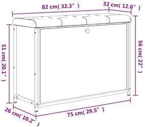 Banco sapateira c/ gaveta articulada 82x32x56cm carvalho fumado