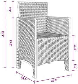 Cadeiras de Jardim 4 pcs Branco Padrão Ratan PE