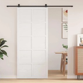 Porta de celeiro Branco 90 x 210 cm Madeira de pinho maciça