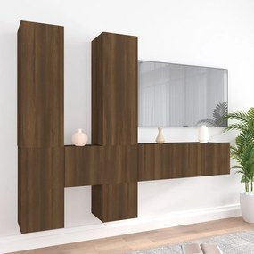 vidaXL Conjunto móveis de TV 7pcs madeira processada carvalho castanho