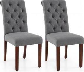 Conjunto de 2 Cadeiras de Sala de Jantar, 71 x 41,5 x 99,5 cm, Encosto Alto, Cinzento