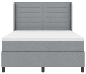 Cama com Estrado e Colchão Cinza Claro 140x200 cm em Tecido