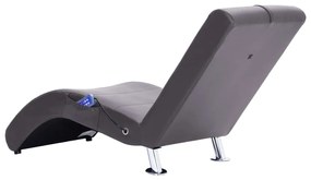 Chaise longue de massagem c/ almofada couro artificial cinzento