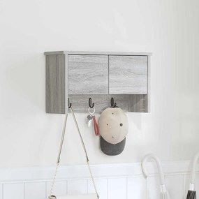 vidaXL Cabideiro de Parede com porta Sonoma cinzento 50 x 20 x 30 cm