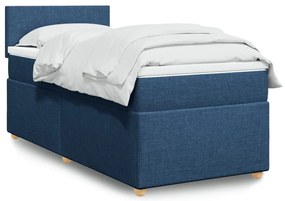 vidaXL Cama com molas/colchão 90x190 cm tecido azul