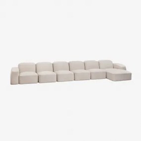 Sofá Modular Bastian De 6 Peças Com Chaise Longue Lateral Direita Chenille Grossa Branca - Sklum