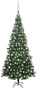 Árvore de Natal artificial com luzes LED e bolas L 240 cm verde