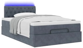 Estrutura de cama otomana com colchão cinza escuro veludo