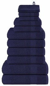 vidaXL 12pcs Conjunto toalha 360 gsm 100% algodão azul-marinho