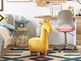Tamborete em veludo amarelo GIRAFFE Beliani