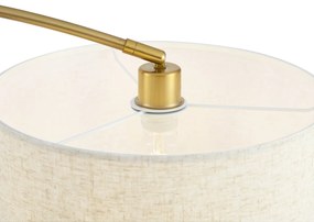 Candeeiro de Arco Moderno Latão com Abajur Bege - Vinossa Moderno