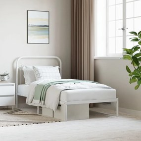 Estrutura de cama com cabeceira 100x190 cm metal branco