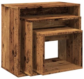Mesas de encastrar 3 pcs derivados de madeira madeira velha