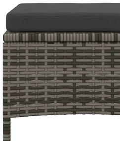 Sofá de jardim de 2 lugares com mesa e bancos vime PE cinzento