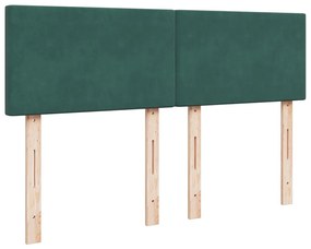 Cama com molas/colchão 140x190 cm veludo verde-escuro