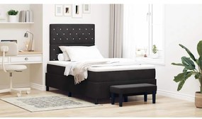 vidaXL Cama Box Spring com Colchão & Banco Preto 120x190 cm Veludo