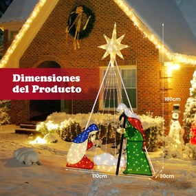 Presépio de Jesus iluminado com 240 luzes LED e 6 modos de iluminação para interior e exterior, com 1,8 m