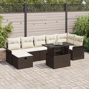 Conjunto de Sofá de Jardim de 8 Peças com Almofadas Rattan Poliéster C