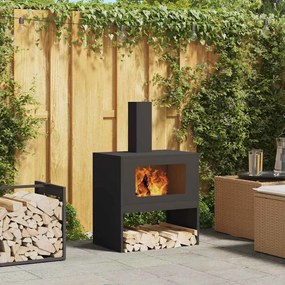 Fogueira vidaXL com Chaminé Preta 60x40x96 cm Aço