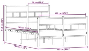 Estrutura de cama sem colchão 120x190 cm metal carvalho sonoma