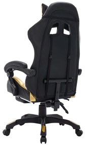 Cadeira estilo corrida luzes LED RGB couro artif. dourado/preto