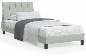 vidaXL Estrutura de cama com LED sem colchão Hanko 90x200 cm veludo cinzento-claro