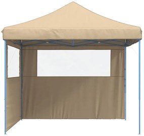 Tenda para festas pop-up dobrável com 2 paredes laterais bege