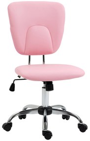 Vinsetto Cadeira de Escritório Giratória de Couro PU com Altura Ajustável e Função Basculante 50x54x87,5-96,5 cm Rosa