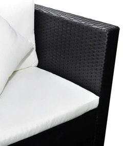 4 pcs conjunto lounge de jardim c/ almofadões vime PE preto