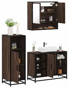 vidaXL 3 pcs conj. móveis WC derivados madeira cor carvalho castanho
