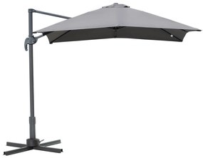 HOMCOM Chapéu de Sol de Jardim 245x245x248cm Chapéu de Sol Excêntrico com Rotação 360° Inclinação de 5 Níveis com Manivela e Ventilação para Pátio Terraço Cinza
