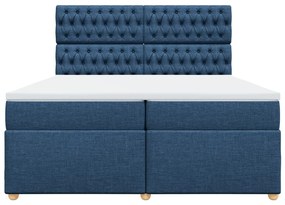 Cama com molas/colchão 200x200 cm tecido azul