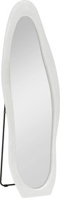 HOMCOM Espelho de corpo inteiro, forma ondulada, 160 x 50 cm, freestanding, revestimento de moldura aveludado, quarto, sala, Branco | Aosom Portugal