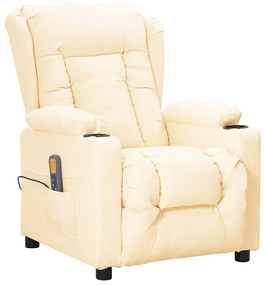Poltrona de massagens elevatória couro artificial cor creme