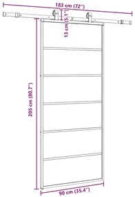 Porta deslizante c/ conj. ferragens 90x205cm vidro ESG preto