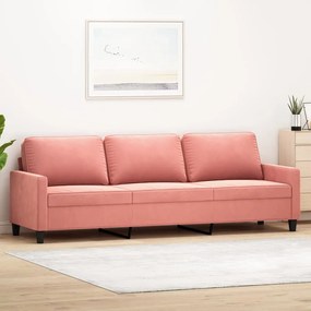 vidaXL Sofá de 3 lugares 210 cm veludo rosa