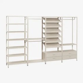 Guarda-roupa Modular Aberto Janine De 4 Peças Com Prateleiras De Aço Tapioca Bege - Sklum