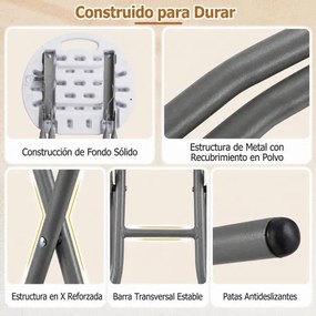Conjunto de 2 Bancos altos Dobráveis, 30 x 26,5 x 70 cm, Suporte até 150 kg, Brancos