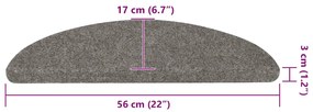 Tapetes de escada adesivos 30 pcs 56x17x3 cm cinzento