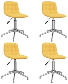 vidaXL Cadeiras de jantar giratórias 4 pcs tecido amarelo