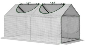 Outsunny Estufa 119x60x60cm Estufa de Jardim com 2 Janelas Enroláveis para Cultivo de Plantas Verduras Flores Branco Translúcido