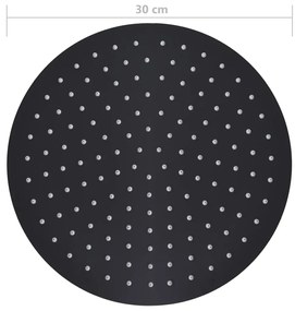 Cabeça de chuveiro redonda 30 cm aço inoxidável preto